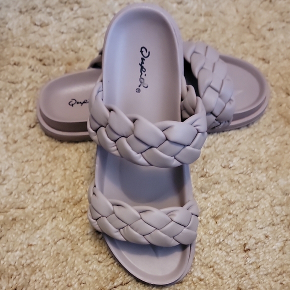 Qupid Women's Braided Slide Sandals - Tan - Picture 1 of 4